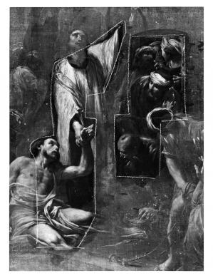 Fotofast, Ferrara, Pinacoteca Nazionale, Crespi G.M., Miracolo di San Francesco Saverio, part. durante il restauro Benito Podio, gelatina bromuro d'Ag/ carta, CC BY-NC-ND