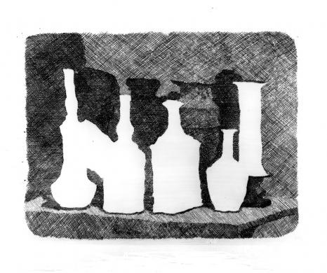 A. Villani & Figli, Bologna, Collezione privata, Giorgio Morandi, Natura morta di vasi su un tavolo (incisione), Gelatina bromuro d'Ag/ vetro, CC BY-NC-ND