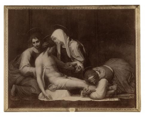 Edizione Brogi, Firenze, Galleria Palatina e Appartamenti Reali, Baccio Della Porta detto Frà Bartolomeo, Pietà con S. Giovanni Evangelista e S. Maria Maddalena, Albumina/ carta, CC BY-NC-ND