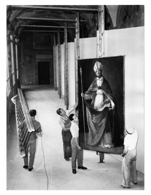 Breveglieri, Walter, Bologna, Biblioteca dell'Archiginnasio, Allestimento mostra "Guido Reni" (G. Reni, il B. Andrea Corsini), gelatina bromuro d'Ag/ carta, CC BY-NC-ND