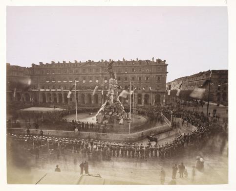 Anonimo, Inaugurazione del monumento al Frejus in piazza Statuto., carta/gelatina, CC BY-SA