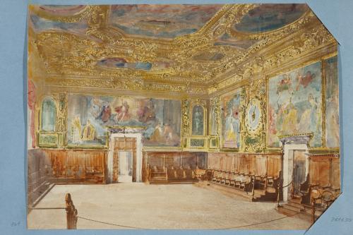 Anonimo, Venezia, Palazzo Ducale, Sala del Senato, stampa alla gelatina acquerellata, CC BY-NC-ND