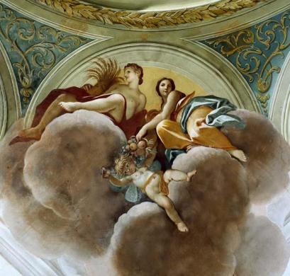 Gianni Benedetti, Villa Manin, sala del Dorigny, soffitto, allegoria dell'abbondanza - particolare, diapositiva a colori, CC BY-SA