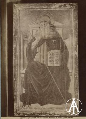 Edizioni Alinari, Amelia (TR), Museo Civico Archeologico e Pinacoteca "Edilberto Rosa"" Piermatteo di Manfredi, detto P. d'Amelia (Amelia, 1445/48-1508 ca.), dipinto su tavola raffigurante sant'Antonio Abate in trono, 1475 circa (già nel Palazzo Comunale, ex Palazzo Cansacchi), albumina, CC BY-SA