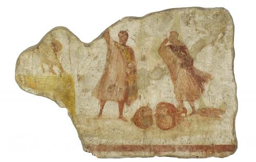 Siffert, V. - Perrotet, D., [Ostia, caseggiato dell'Ercole, affresco con scena di tribunale], Digitale, CC BY-SA