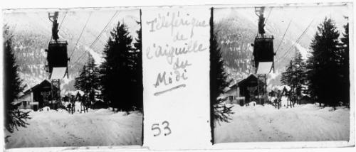 Chautemps, Guy, 53. Chamonix. Téléférique de l’Aiguille du Midi (Chamonix. Funivia dell’Aiguille du Midi), gelatina bromuro d'argento/ vetro, stereoscopia, positivo b/n, CC BY-SA