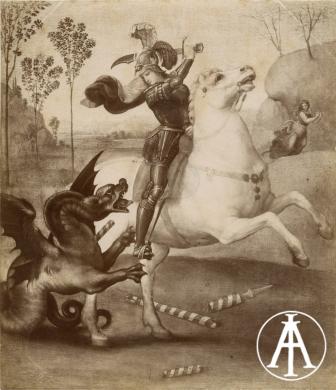 Chantilly, Museo Condé, Raffaello Sanzio, San Giorgio uccide il drago, albumina, CC BY-SA