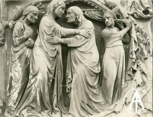 Premiata Fotografia Luigi Raffaelli-Armoni, Orvieto, Cattedrale, terzo pilastro di facciata: Visitazione, gelatina ai sali d'argento, CC BY-SA