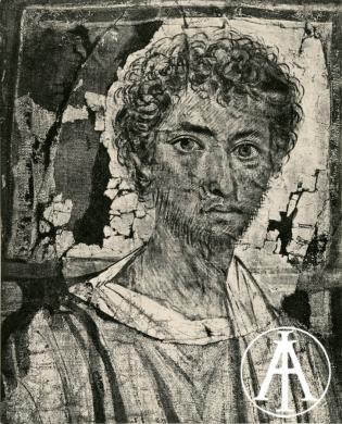 Mosca (?), località ignota, copertura di sarcofago con ritratto virile, dal Fayum, sec. III, gelatina ai sali d'argento, CC BY-SA