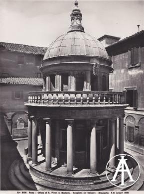 Edizioni Alinari, Roma, veduta del tempietto di San Pietro in Montorio, gelatina ai sali d'argento, CC BY-SA