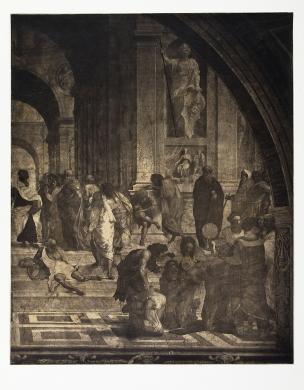 Braun, Adolphe (1812-1877), Stanze vaticane. Affreschi di Raffaello, La Scuola d'Atene (dettaglio). Fondo Regia Calcografia, stampa al carbone, CC BY-SA