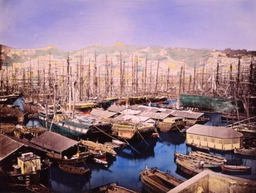 Noack, Alfredo, Il porto di Genova, stampa all' albumina colorata a mano, CC BY-SA