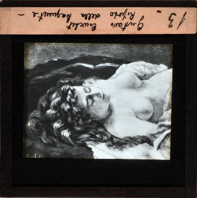 Anonimo, Gustave Courbet, Vénus poursuivant Psyché de sa jalousie o Le Rèveil, particolare, gelatina bromuro d'argento su vetro, CC BY-NC-ND