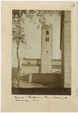 Massarosa, Pieve a Elici (Lucca) – Pieve di S. Pantaleone a Elici, fianco destro e campanile, aristotipo, CC BY-SA