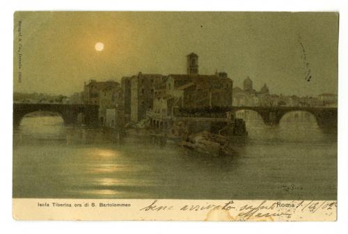 Stengel & Co. Dresda, Isola Tiberina ora di San Bartolomeo, 01/12/1902, carta, CC BY-SA