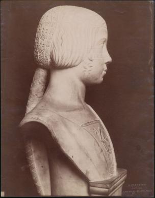 Auguste Giraudon, Parigi, Museo del Louvre,  Busto di Beatrice d'Este di Giovanni Cristoforo Romano -, ultimo quarto XIX secolo, stampa all'albumina, inv. RI 3946, CC BY-SA