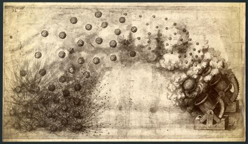 Fotografo non identificato, Studio per bombarde di Leonardo da Vinci, fine XIX secolo, stampa all'albumina, inv. RLB 3659, CC BY-SA