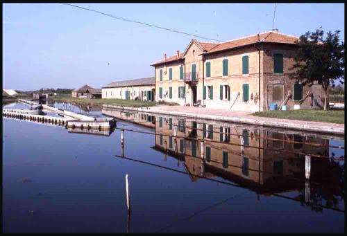 Riccardo Vlahov, Volano (Comacchio, Ferrara), casone di valle e lavoriero, 1980 circa, positivo su pellicola di poliestere, CC BY-SA