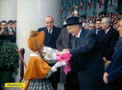 12-15 dicembre 1962, Roma. Il presidente della Repubblica Antonio Segni interviene ai festeggiamenti conclusivi  delle celebrazioni del primo centenario delle Poste Italiane, che si svolgono al Palazzo dei Congressi all’E.U.R., CC BY-NC-ND