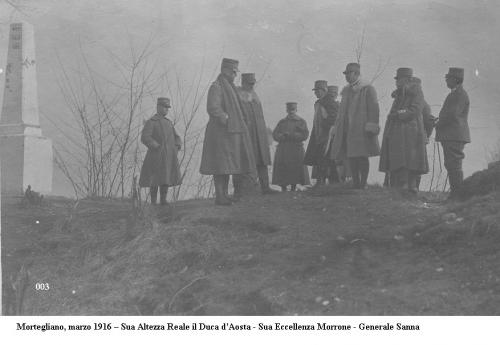 Mortegliano, marzo 1916: Sua Altezza Reale il Duca d'Aosta, sua eccellenza Morrone, il generale Sanna, 3/1916, CC BY-NC-ND