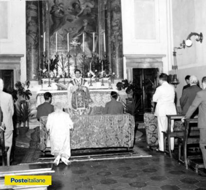 1963, Roma. Funzione religiosa nella chiesa di San Macuto per la celebrazione della Festa dell’Amministrazione P.T., CC BY-NC-ND