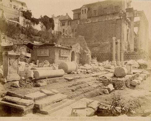 Romualdo Moscioni, Roma. Foro Romano, Basilica Emilia, Taberna e Portico medievale, 1880 c., stampa fotografica all'albumina, CC BY-SA