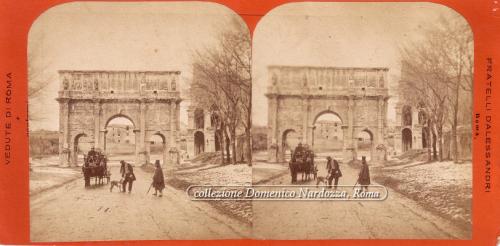 F.lli D'Alessandri, Veduta animata con l'Arco di Costantino (Roma), ante 1865, Positivo all'albumina, CC BY-SA