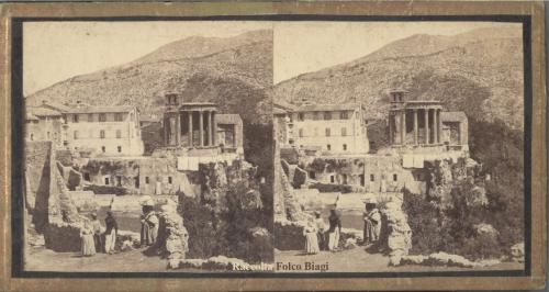 Pompeo Molins (att.), Tivoli, le cascate ed il tempio di Vesta., 1866 circa, albumina stereoscopica, CC BY-SA