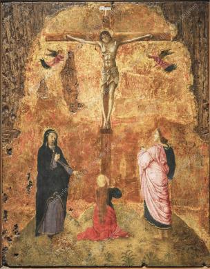Archivio fotografico Galleria Reg. di Palazzo Bellomo (foto Gallitto G.), Crocifissione, seconda metà del XV secolo, pittore ignoto vicino a Lazzaro Bastiani, Ripresa in interni, CC BY-NC-ND