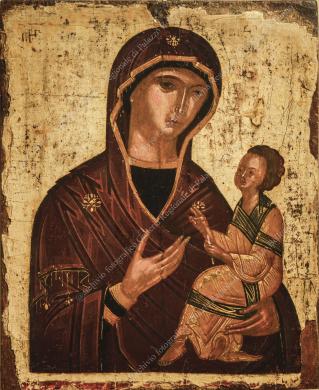 Archivio fotografico Galleria Reg. di Palazzo Bellomo (foto Gallitto G.), Madonna con bambino, tempera su tavola, sec. XVI, pittore ignoto da Siracusa, Ripresa in interni, CC BY-NC-ND