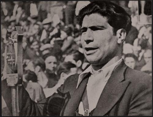 Guerra civile spagnola. Buenaventura Durruti arringa la folla, 1936, CC BY-SA