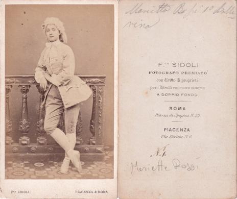 Francesco Sidoli Roma e Piacenza, Ritratto di Marietta Rossi 1a ballerina, 1867, Positivo all'albumina formato carte de visite, CC BY-SA